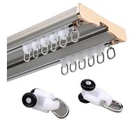 YHDZWY Curtain Conjoined Double Track Ceiling Mounting Heavy-Duty Curtain Rails For Living Room Bedroom Room Divider Curtain Conjoined Double Track Rails With Mute Rollers Easy To Install(Gray,420cm)
