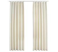 vidaXL 2x Blackout Curtains with Hooks Velvet Cream 140x225cm Drapery Blinds