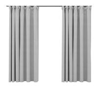 vidaXL Linen-Look Blackout Curtains with Hooks 2 pcs Grey 140x175 cm, Grey