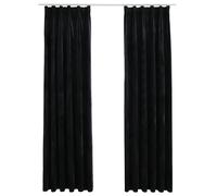 Vidaxl Blackout Curtains 2 Pcs With Hooks Velvet Black 140X245 Cm