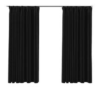 vidaXL 2x Linen-Look Blackout Curtains with Hooks Anthracite 140x175 cm Drape