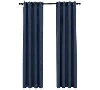 vidaXL 2x Linen-Look Blackout Curtains with Grommets Black 140x225cm Drape