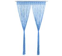 vidaXL Macrame Curtain Blue 140x240 cm Cotton Shade Drape Translucent Blind