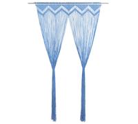 vidaXL Macrame Curtain Blue 140x240 cm Cotton Shade Drape Translucent Blind