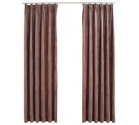 vidaXL Blackout Curtains 2pcs with Hooks Velvet Antique Pink 140x225cm, Pink
