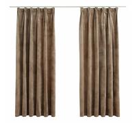 vidaXL 2x Blackout Curtains with Hooks Velvet Beige 140x175cm Drapery Blinds