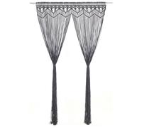 vidaXL Macrame Curtain Anthracite 140x240 cm Cotton Drape Translucent Blind
