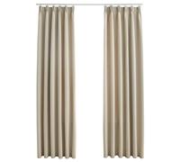 vidaXL 2x Blackout Curtains with Hooks Taupe 140x245cm Drapery Blind Drape