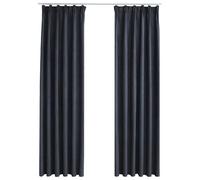 vidaXL 2x Blackout Curtains with Hooks Anthracite 175cm Blind Window Covering