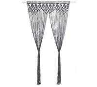 vidaXL Macrame Curtain Anthracite 140x240 cm Cotton Drape Translucent Blind