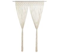 vidaXL Cream Cotton Macrame Curtain | Versatile String Curtain | 140x240 cm | Door and Window Decor | Room Divider | Easy to Mount | Handmade Modern Style