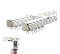 Curtain Double Tracks Aluminium Glide Curtain Rail Ceiling Or Wall Mount Curtain Rod For Living Room Bedroom Room Divider 190/250/320/380/450/500cm(White,230cm)