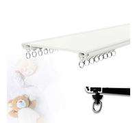 Curtain Double Tracks Ceiling Mount Curtain Rail Ultra Thin Aluminium Curtain Rod For Living Room Bedroom Room Divider 120/170/250/300/480/500cm(Carbonizedcolor:White,Size:130cm)