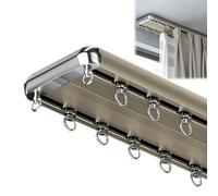Curtain Double Tracks Ceiling Mount Silence Rail Smooth Glide Aluminium Curtain Rails for Living Room Bedroom Room Divider Heavy Duty Thickening,Champagne,1.8M/6FT
