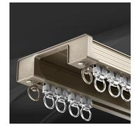 Curtain Double Tracks Ceiling Mount Silence Rail Smooth Glide Aluminium Curtain Rails For Living Room Bedroom Room Divider 120/170/250/350/470/500cm(Carbonizedcolor:Champagne gold,Size:210cm)