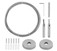 Curtain Drape Wire Rod, 5M Wall Mount Curtain Wire Rod Set, Clothesline Stainless Steel, Net Curtain Tension Wire, Hanging Wire Heavy Duty for Climbing Plants Light,Tent Rope,Lamp Photo Picture