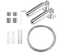 Curtain Drape Wire Rod Set, 5M Cable Railing Kit, Stainless Steel Cable Rope, Heavy Duty Clothesline Wire, PVC Coated Picture Hanging Wire, Wall Mount Multi-purpose Wire for Window Shower Curtain