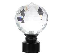 Curtain Drapery Rail Pole Head End， Curtain Rod Ends Faceted Crystal Ball 10x8cm Multicolor Pack of 2(Black,8X10cm)