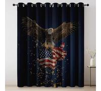 Curtain Eagle Flag American Printed Blackout Curtains for Living Room Eyelet Thermal Brown Colorful Noise Reduction Soundsproof Window Drapes for Kids W 39" x L 70" (2 Panels)