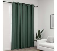 Curtain Green 290x245cm 100% Polyester LinenLook Blackout with 12 Grommets Heavy