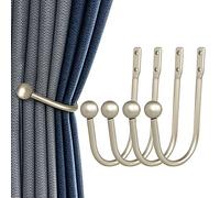 Curtain Holdback, 4 Pcs Wall Mounted Drapery Tiebacks with Screws, Heavy Duty Metal Decorative Window Drapery Holder Curtain Hook, Silver