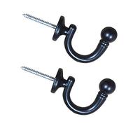 Curtain Holdback Curtain Tiebacks Round Head Curtain Hooks,Wall Mounted Tieback Tassel Holder,Window Drapery Tiebacks Clothes Coat Hat Towel Hanger Holder, Set of 2,Black