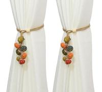 Curtain Holdbacks | 2 Pieces Adjustable Pumpkin Design Curtain Holdbacks | Rustic Style Curtain Holdbacks | for Shower Outside Indoor Bathroom Nursery Thanksgiving Fall