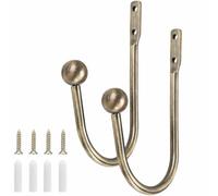 Curtain Holdbacks 2pcs, Brass Curtain Hold Backs Metal Tie Backs for Curtains U-Shaped Hook Wall Mouted Decorative Accessories for Bedroom