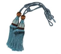 Curtain Holdbacks 2pcs for braided Rope Tie Backs with Round Ball for Living Room - Handmade Drape Ties No Drill Installation Black 40cm Strap(Blue)