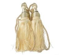 Curtain Holdbacks 2pcs for braided Rope Tie Backs with Round Ball for Living Room - Handmade Drape Ties No Drill Installation Black 40cm Strap(Gold)