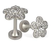Curtain Holdbacks, Curtain Tiebacks Hooks Crystal Flower Decorative Modern Drapery Holdback Round Wall Mounted Metal Tassel Curtain Pull Back Silver Curtain Holders for Drapes, 2 Pack