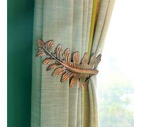 Curtain Holdbacks,Large Antique Leaf Design Curtain Drapery Holdbacks,U Shape Curtain Tieback Drape Holder Tie Back Metal Hook For Bedroom, Living Room - 1 Pair (Red Bronze)