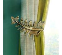 Curtain Holdbacks,Large Antique Leaf Design Curtain Drapery Holdbacks,U Shape Curtain Tieback Drape Holder Tie Back Metal Hook For Bedroom, Living Room - 1 Pair (Bronze)