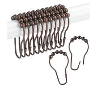 Curtain Hooks 12Pcs/Set Shower Curtain Hooks Bathroom Pole Lifting Ring Gourd Shaped 5 Bead Buckles(Cyan Antique 12pcs)
