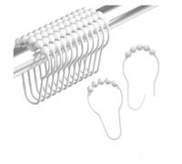 Curtain Hooks 12Pcs/Set Shower Curtain Hooks Bathroom Pole Lifting Ring Gourd Shaped 5 Bead Buckles(White 12pcs)