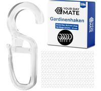 Curtain hooks for rings, 120 pieces, with Ø 10 mm eyelet, for curtain rings with 8 to 10 mm, in transparent, blind fastener for hanging, pleat attachment for rods, drape clamp clip