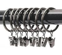 Curtain hooks plastic,20 Pack Metal Curtain Rings with Clips Metal Decorative Drapery Rings with Strong Clips(3.5mm*32mm)