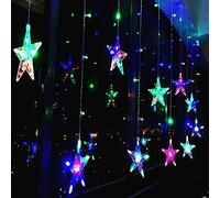 Curtain Light, EONHUAYU 12 Stars 138 LED Star Window Lights with 8 Modes Lighting Battery Operated for Christmas Decor Wedding Party Home Bedroom Backdrops Wall Decorations (Multicolor)