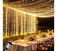 Curtain Lights 2 Pack 600 LED Curtain Fairy Lights Plug in, 8 Modes/Timer//Waterproof/Large Connectable, Hanging Fairy Light for Bedroom Christmas Wall Gazebo Indoor Outdoor Commercial Decoration