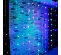 Curtain Lights Plug In, 306 Led 3M X 3M Multicoloured Curtain Fairy Lights, 8 Modes Hanging Fairy String Lights Mains Powered