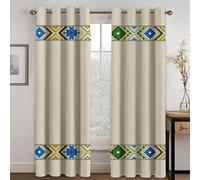 curtain Luxury Grey Traditional Ethiopian and Eritrean Curtains 2 Panels Living Room Bedroom Window Decoration Drapes 100(W) x (H) 135cm x 2pcs