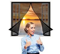 Curtain Mosquito Net Window 138 x 196 cm(54 x 77inch), Heavy Duty Pets Proof Screen Door, Durable Transparent Fits Any Size Insect Mesh Mosquito Net for Window, Black
