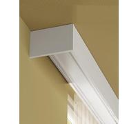Curtain Pelmet Box, White Valance Cornice for Double Rails, Roller Blinds, Extra Long Nano Silence Track, Bedroom Window Cassette, Wall Mount