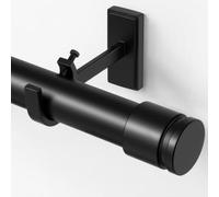 Curtain Pole, 183-366cm, Extra Thick Diameter 31mm, Black | Extendable Metal Industrial Long Curtain Rod with Brackets for Living Room / Bedroom / Office