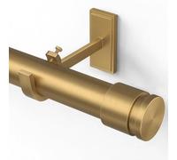 Curtain Pole, 183-366cm, Extra Thick Diameter 31mm, Gold | Extendable Metal Industrial Long Curtain Rod with Brackets for Living Room / Bedroom / Office