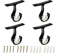 Curtain Pole Brackets 4 Pack Black Heavy Duty 25Mm 28Mm Wall Ceiling Mount