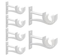 Curtain Pole Brackets, Heavy Duty Curtain Rail Brackets for 25mm-28mm Poles, Metal Rod Wall Drapery Pole Hooks Support White Curtain Pole Holders, 6 Pack