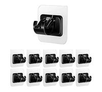 Curtain pole brackets, self adhesive curtains hooks, stick on curtain rail - DWUENT 10Pcs Black Plastic Curtain Clips with Transparent Stickers (57x57x38mm) No Drill Drapery Hook Holder for Home