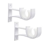 Curtain Pole Brackets White Pole Holders Curtain Brackets for 25-28mm Poles, Heavy Duty Curtain Rod Bracket, 2 Pack