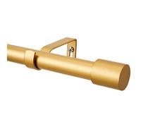 Curtain Pole End Cap Finials 1 inch diameter Gold Extendable curtain poles 76 to 140 cm with 3 piece curtain brackets. 30 to 55 inch length for Living room, Bedroom, Kitchen room